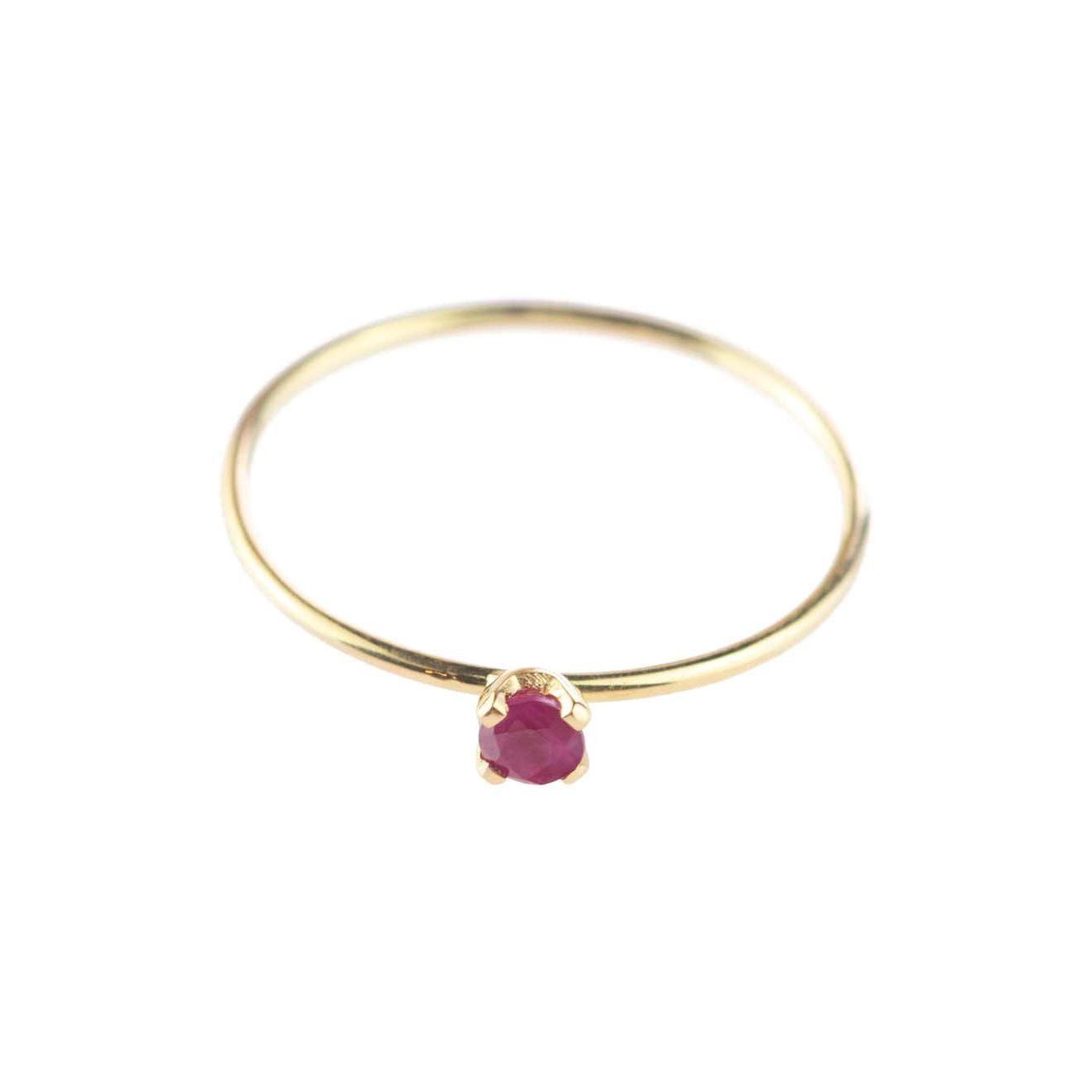 Intini Jewels Ruby 18 Karat Yellow Gold Band Handmade Boho Modern Ring For Sale