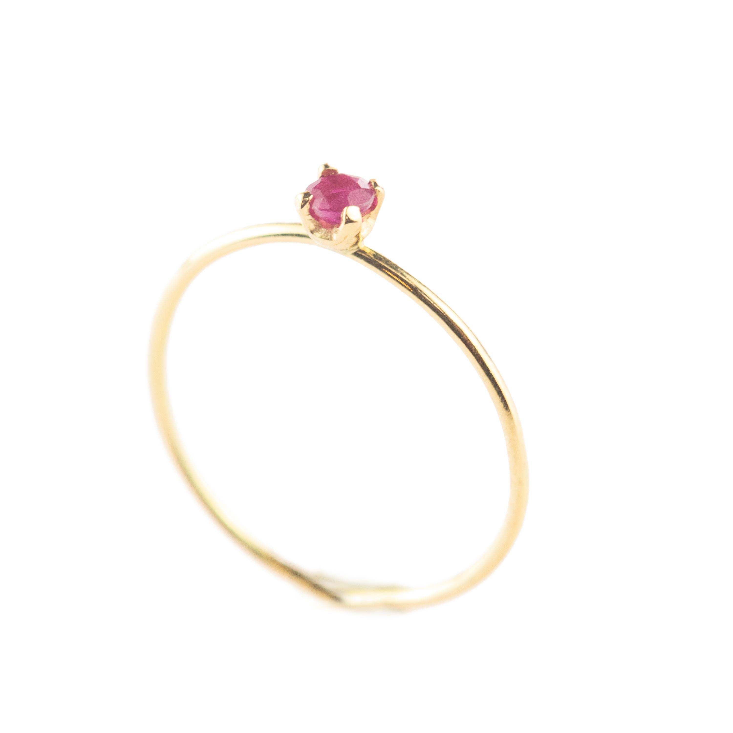 Intini Jewels Ruby 9 Karat Yellow Gold Band Handmade Boho Modern Ring For Sale 3