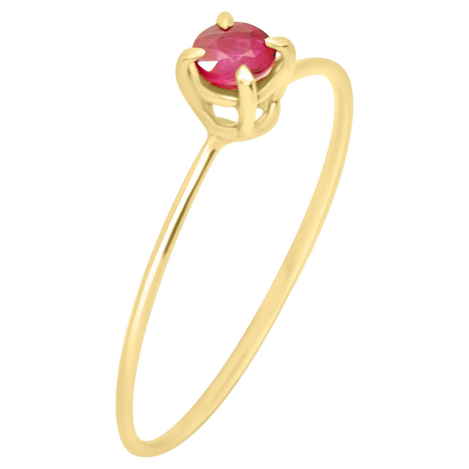 Intini Jewels Ruby 9 Karat Yellow Gold Band Handmade Boho Modern Ring For Sale