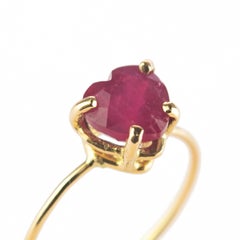 Intini Jewels Ruby Heart 18 Karat Yellow Gold Valentine's Romantic Love Ring