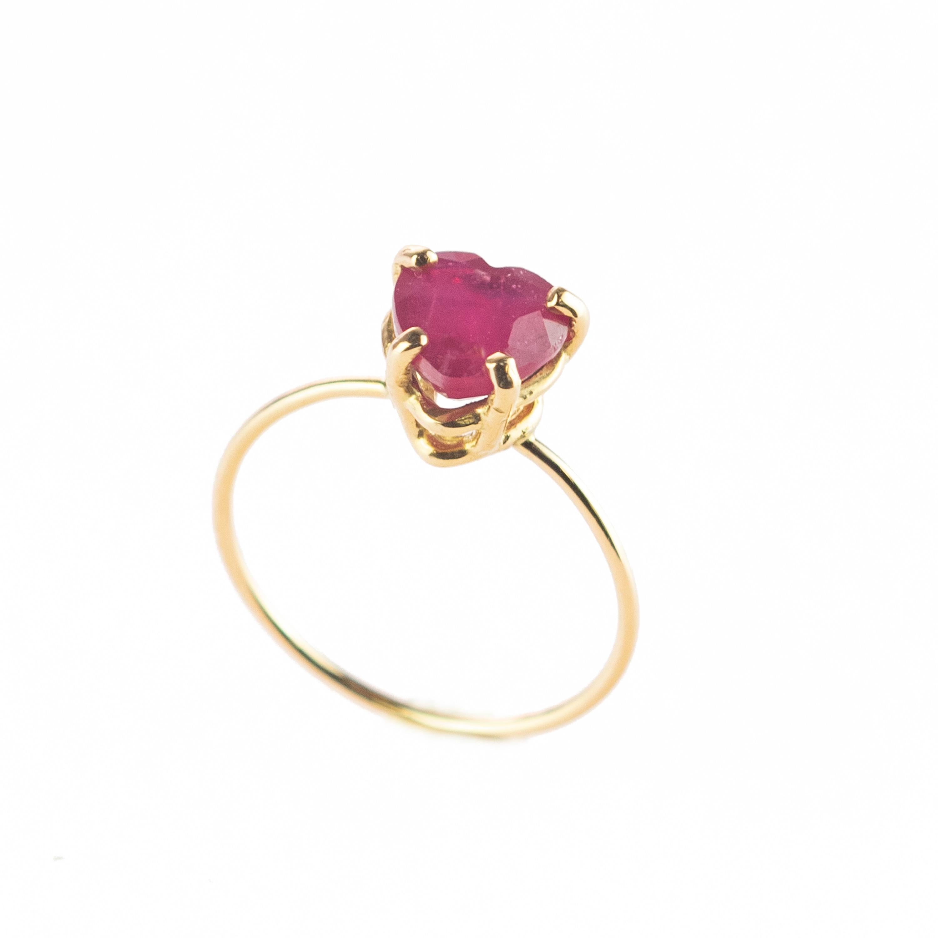 ruby heart gold ring
