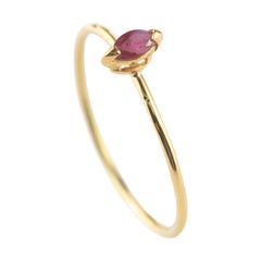 Intini Jewels Ruby Navette 18 Karat Yellow Gold Band Handmade Boho Modern Ring