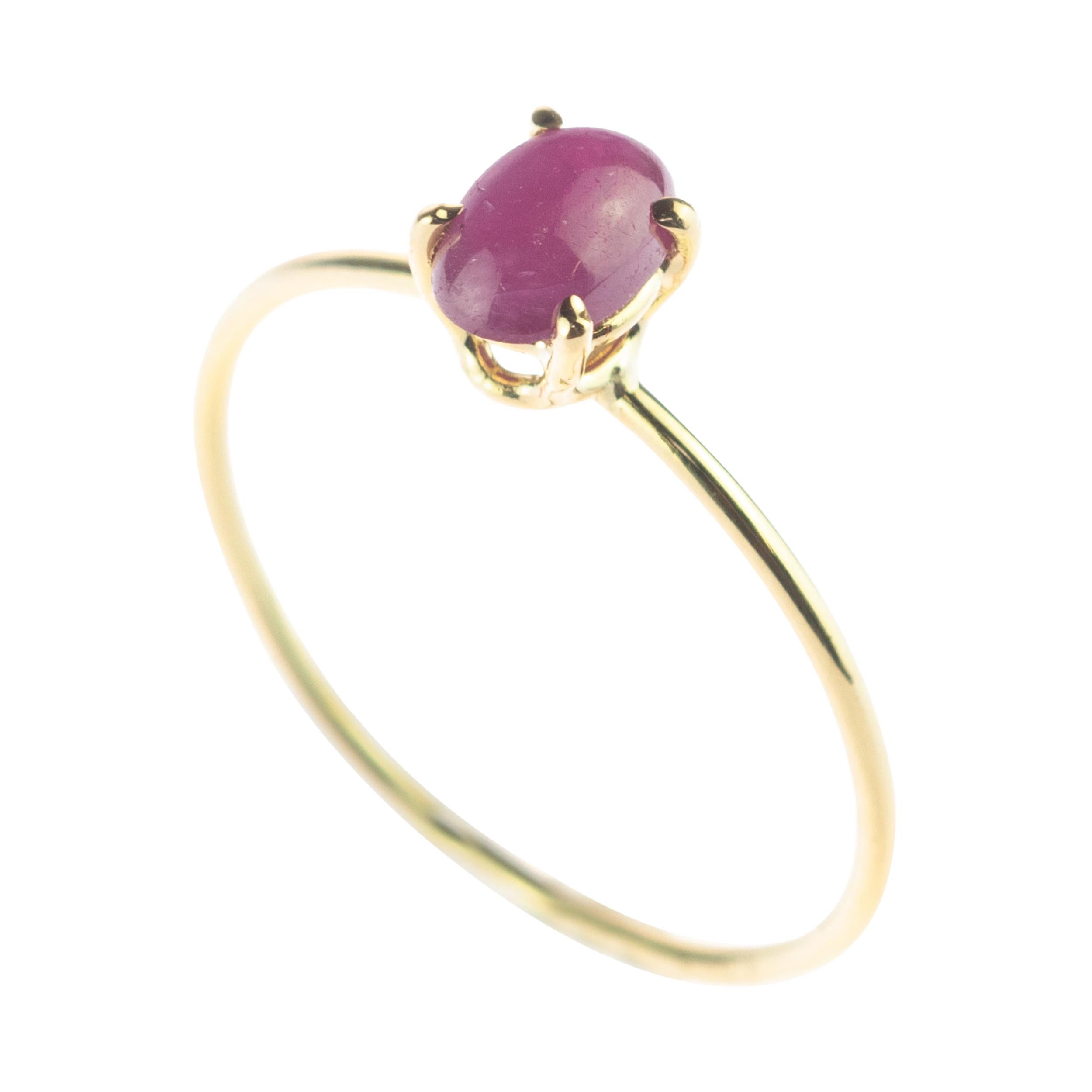 Intini Jewels Bague d'amour romantique Pasion ovale en or jaune 18 carats et rubis