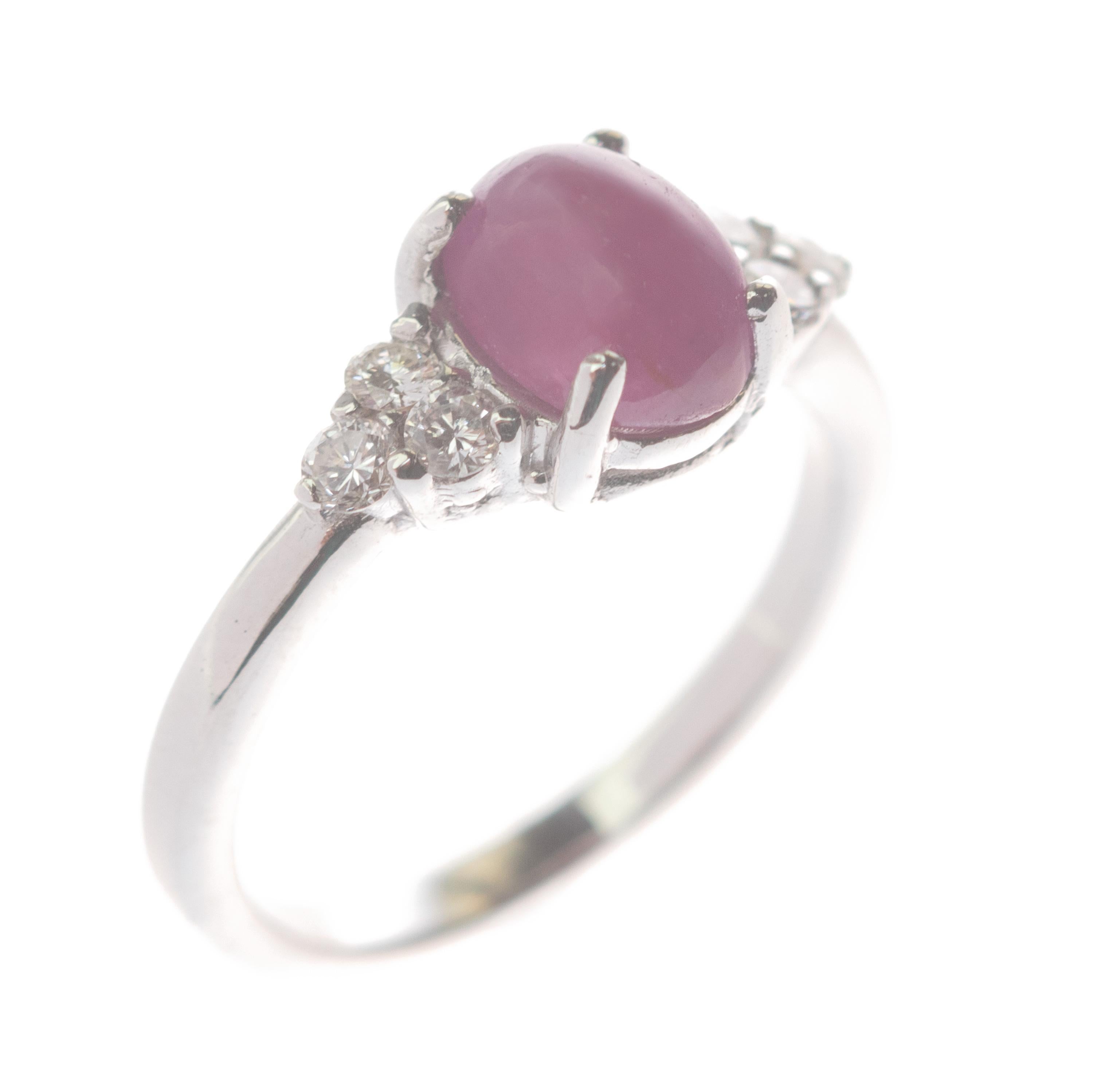Women's Intini Jewels Ruby Oval Diamonds 18 Karat White Gold Romantic Love Victoria Ring For Sale