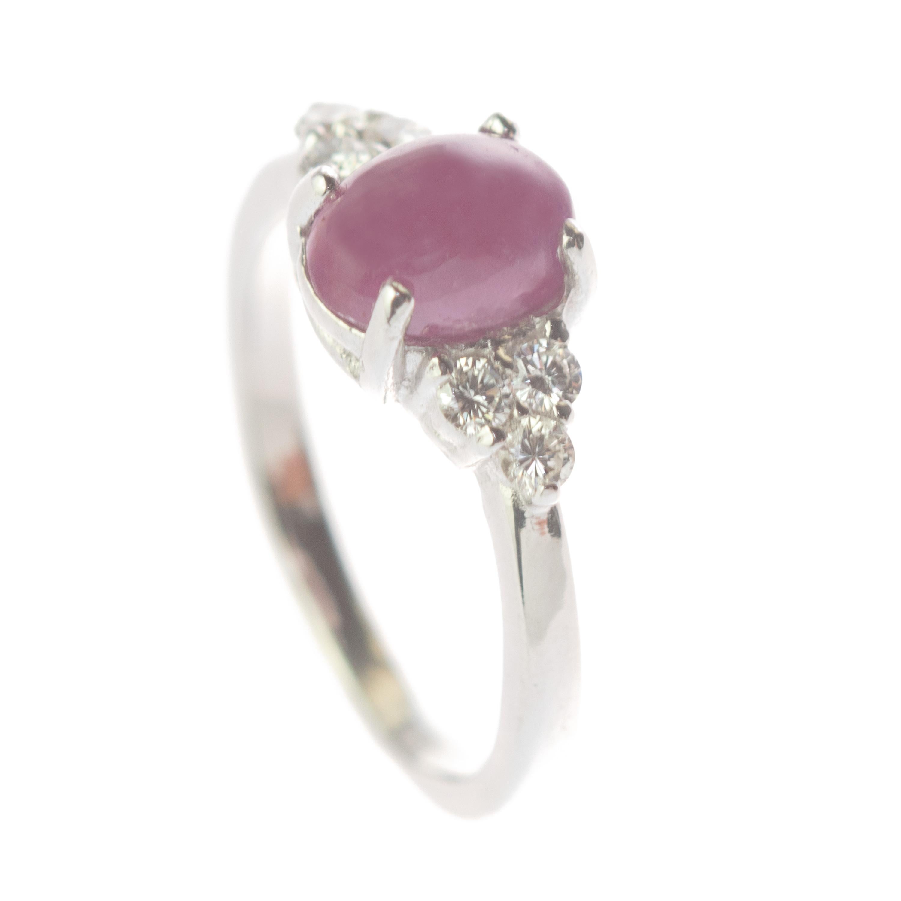Intini Jewels Ruby Oval Diamonds 18 Karat White Gold Romantic Love Victoria Ring For Sale 1
