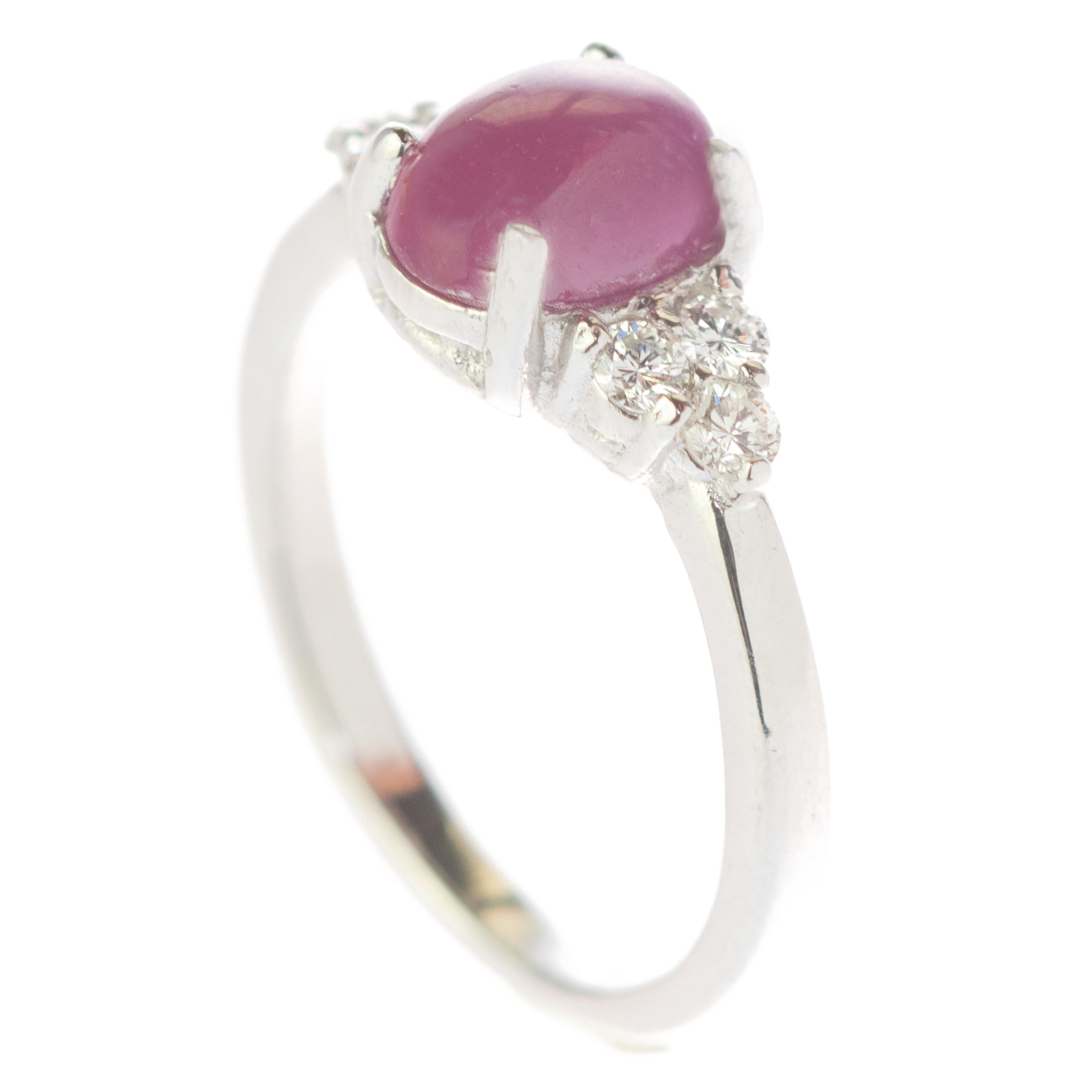 Intini Jewels Ruby Oval Diamonds 18 Karat White Gold Romantic Love Victoria Ring For Sale 2