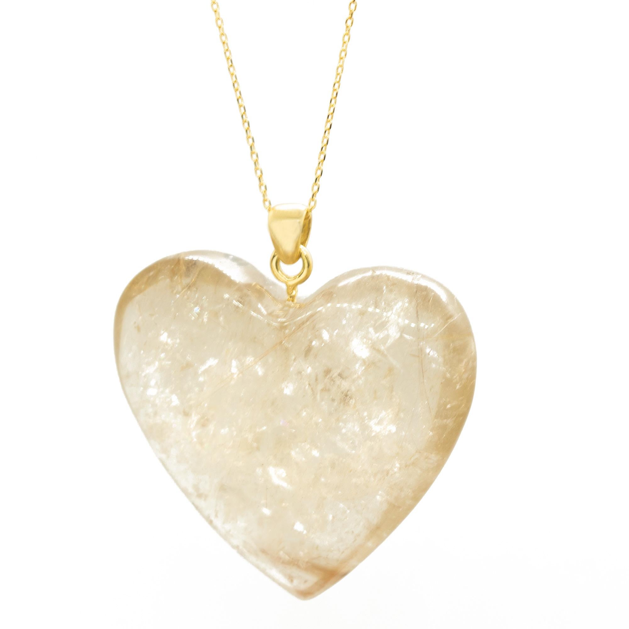 18k yellow gold rutilated quartz necklace