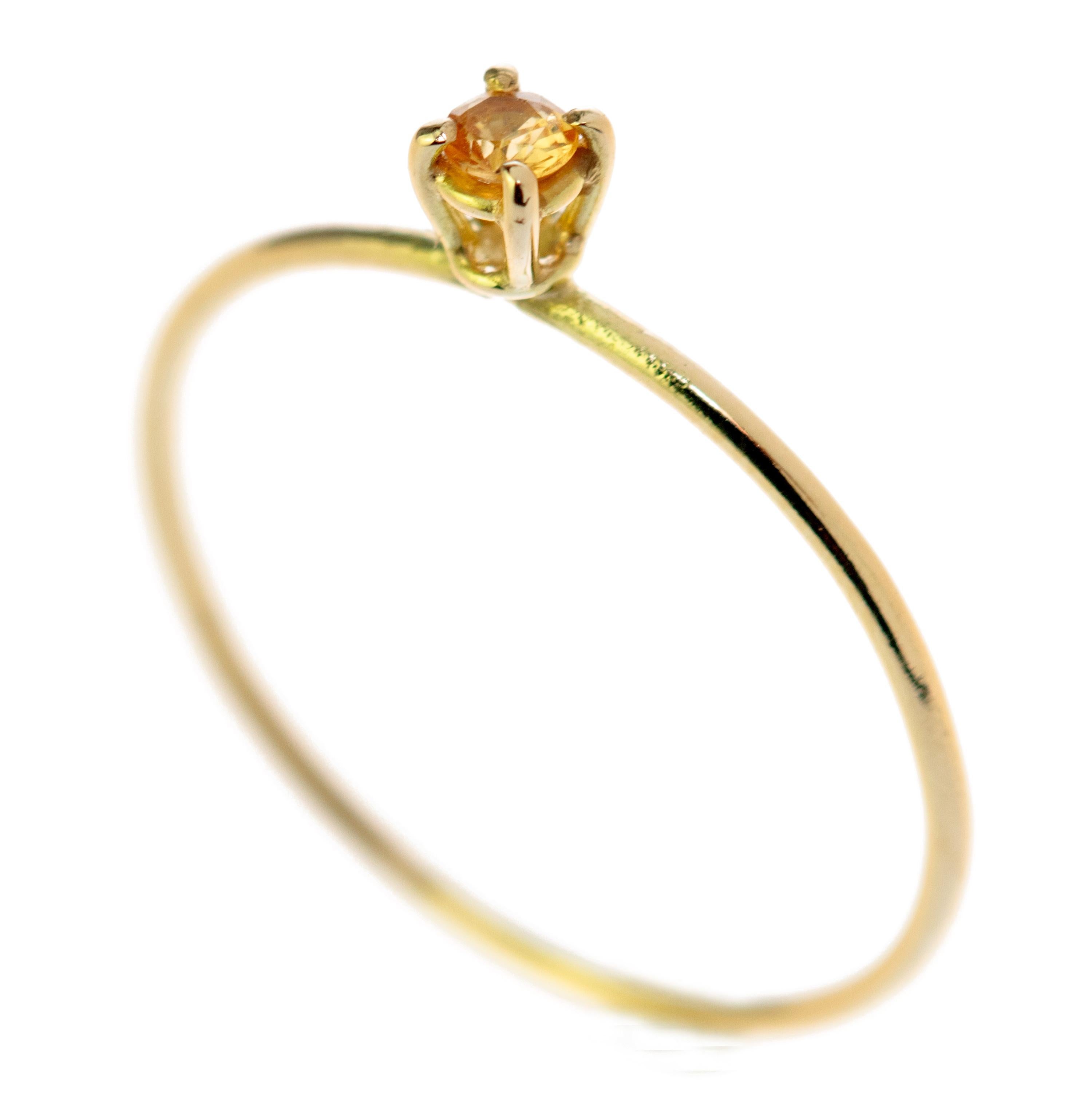 Women's Intini Jewels Sapphire Yellow 14 Karat Gold Band Handmade Modern Chic Ring For Sale