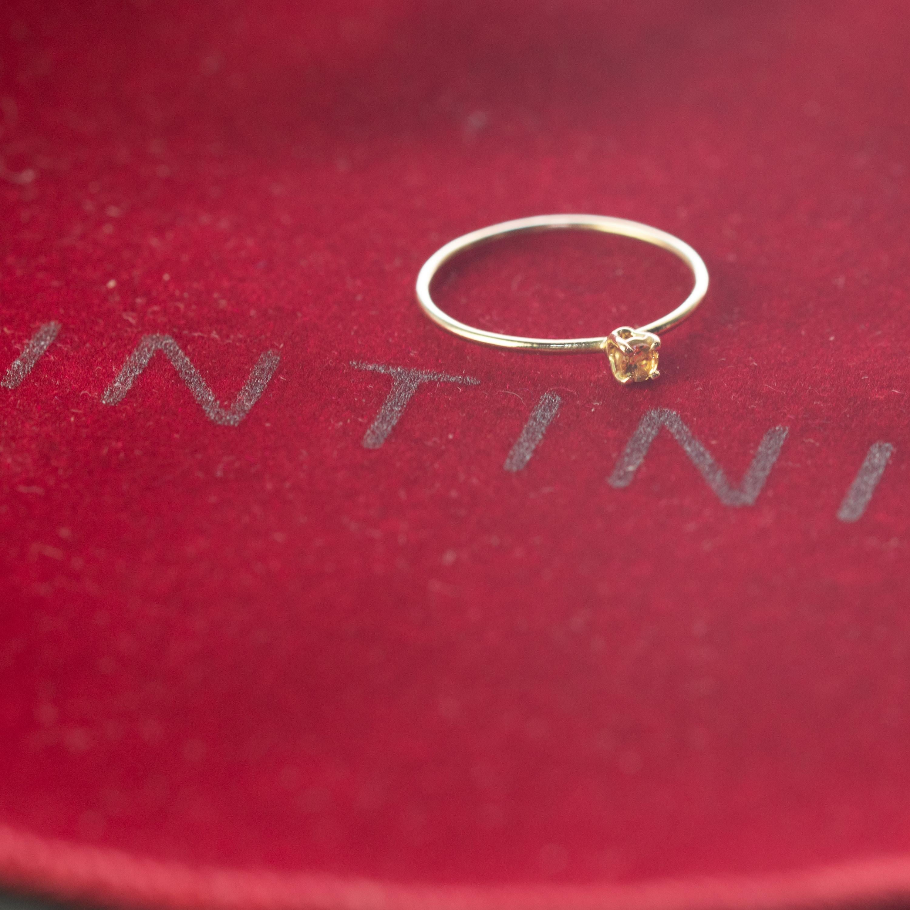 Intini Jewels Sapphire Yellow 14 Karat Gold Band Handmade Modern Chic Ring For Sale 1