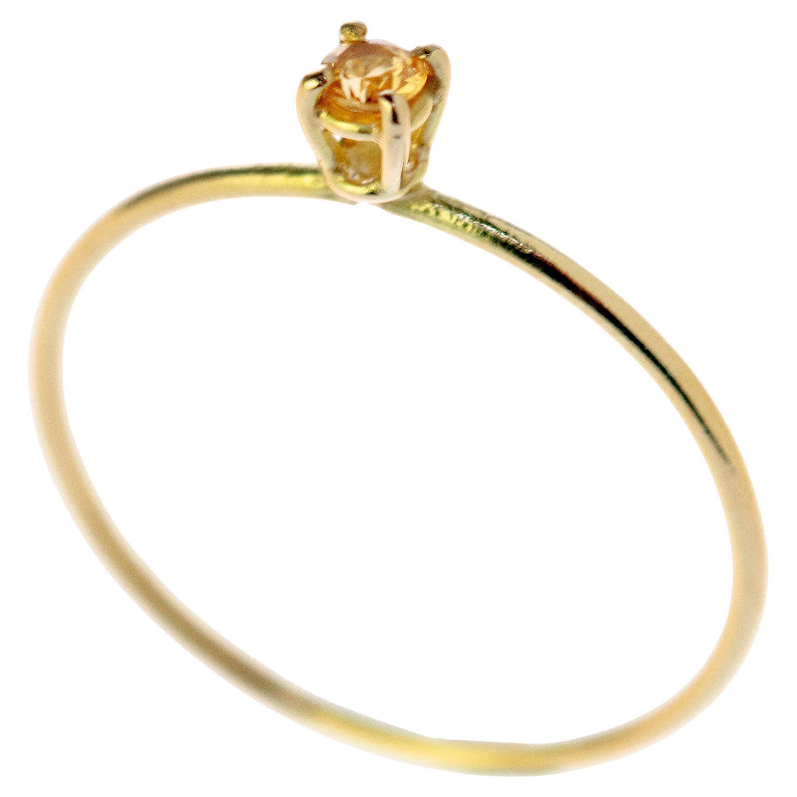 Intini Jewels Sapphire Yellow 14 Karat Gold Band Handmade Modern Chic Ring For Sale