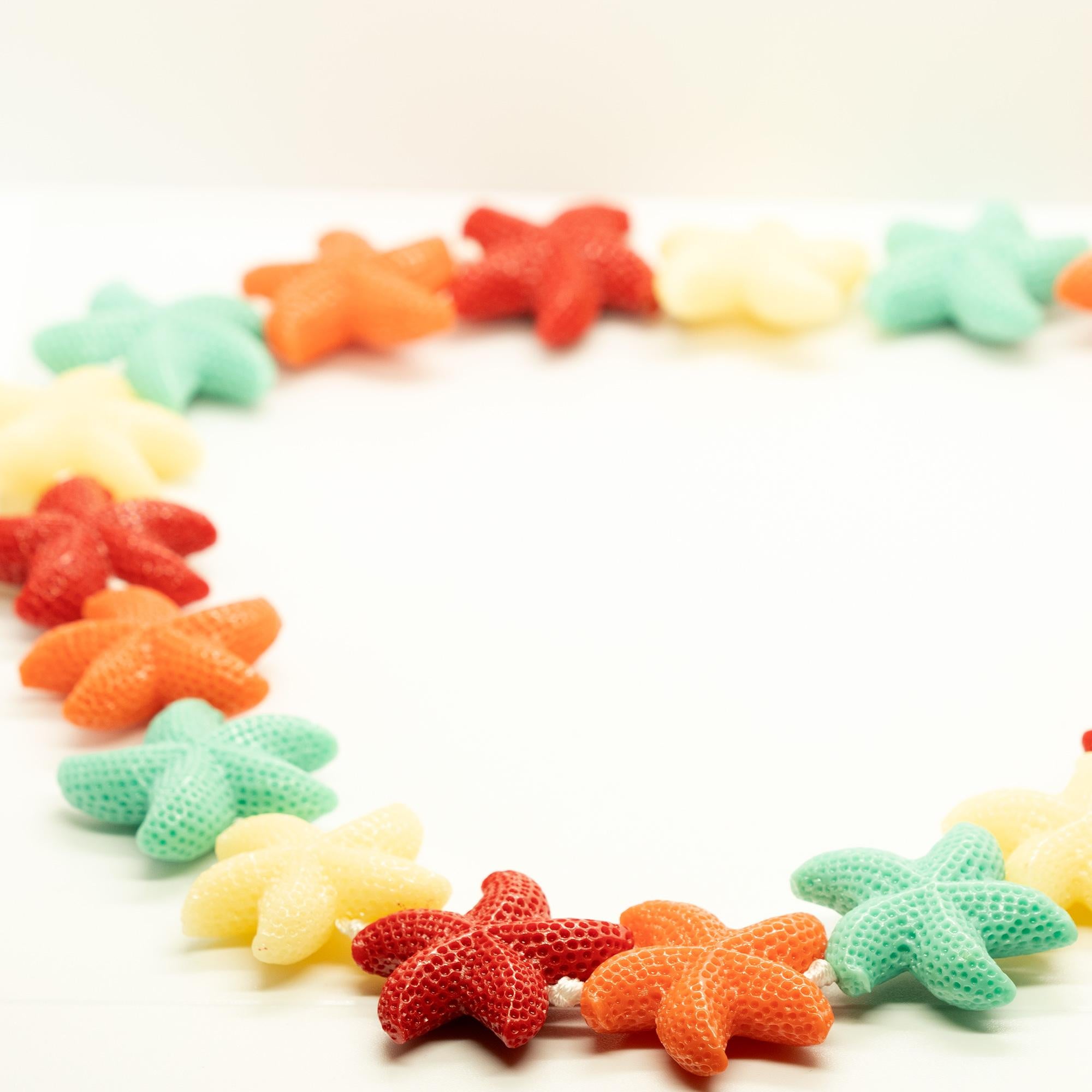 Intini Jewels Stella di Mare Estate Rosa Resine Colorate Gioiosa Collana da Spiaggia Boho in vendita 6