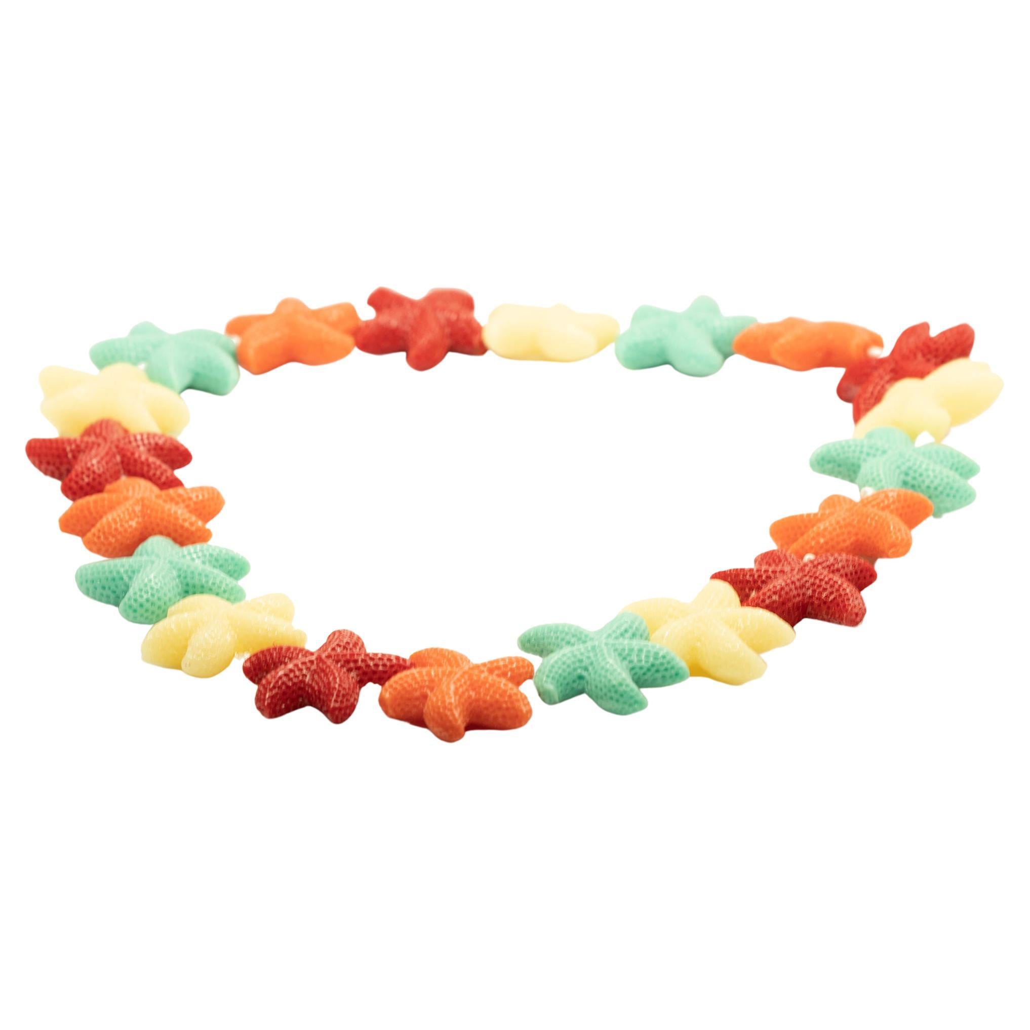 Intini Jewels Stella di Mare Estate Rosa Resine Colorate Gioiosa Collana da Spiaggia Boho