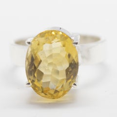 Intini Jewels Silver 925 Yellow Oval Citrine Quartz Cocktail Modern Ring