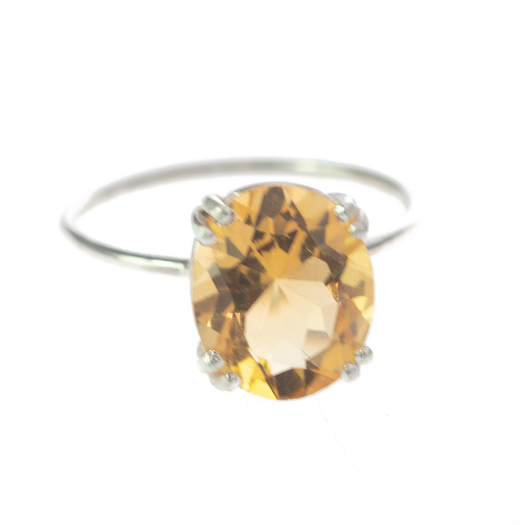 Intini Jewels Anillo Moderno de Cóctel de Plata 925 Amarillo Ovalado de Cuarzo Citrino en Nuevo estado para la venta en Milano, IT