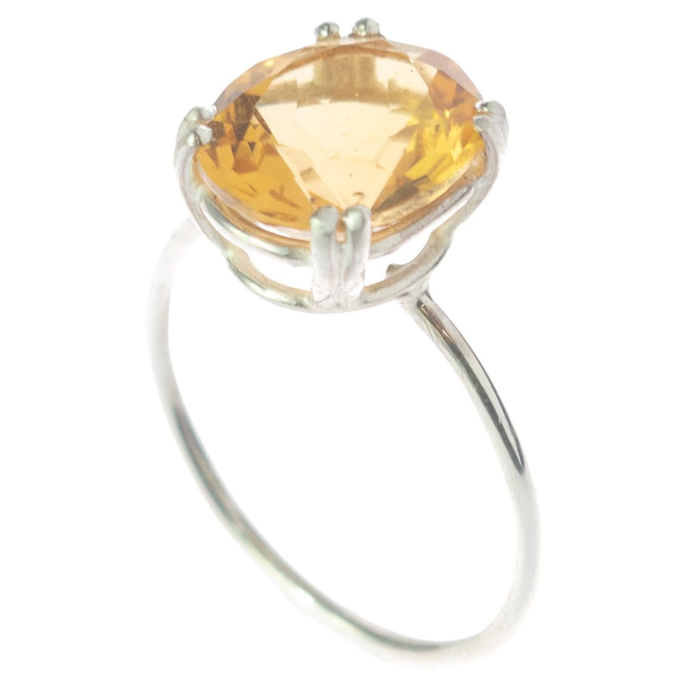 Bague cocktail moderne Intini Jewels en argent 925 jaune, citrine ovale et quartz
