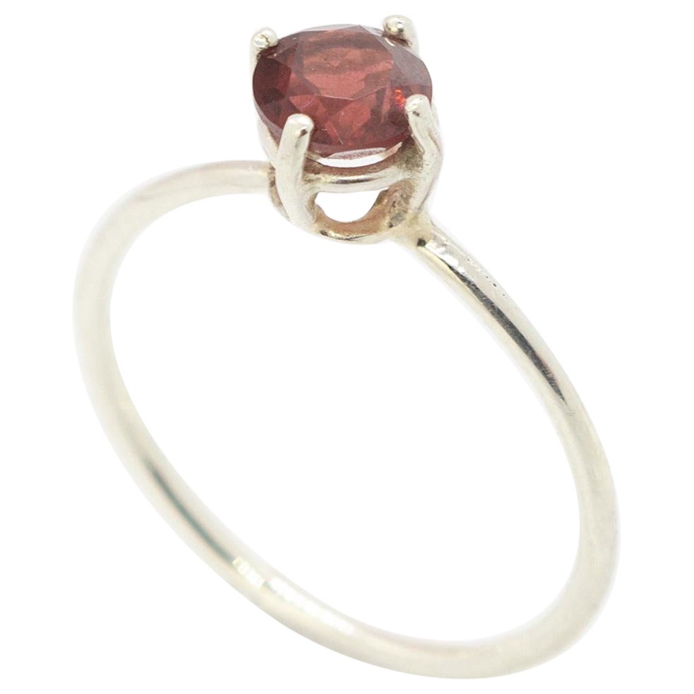 Intini Jewels Bague cocktail moderne en argent 925 jaune, rond, rouge, brillant et grenat