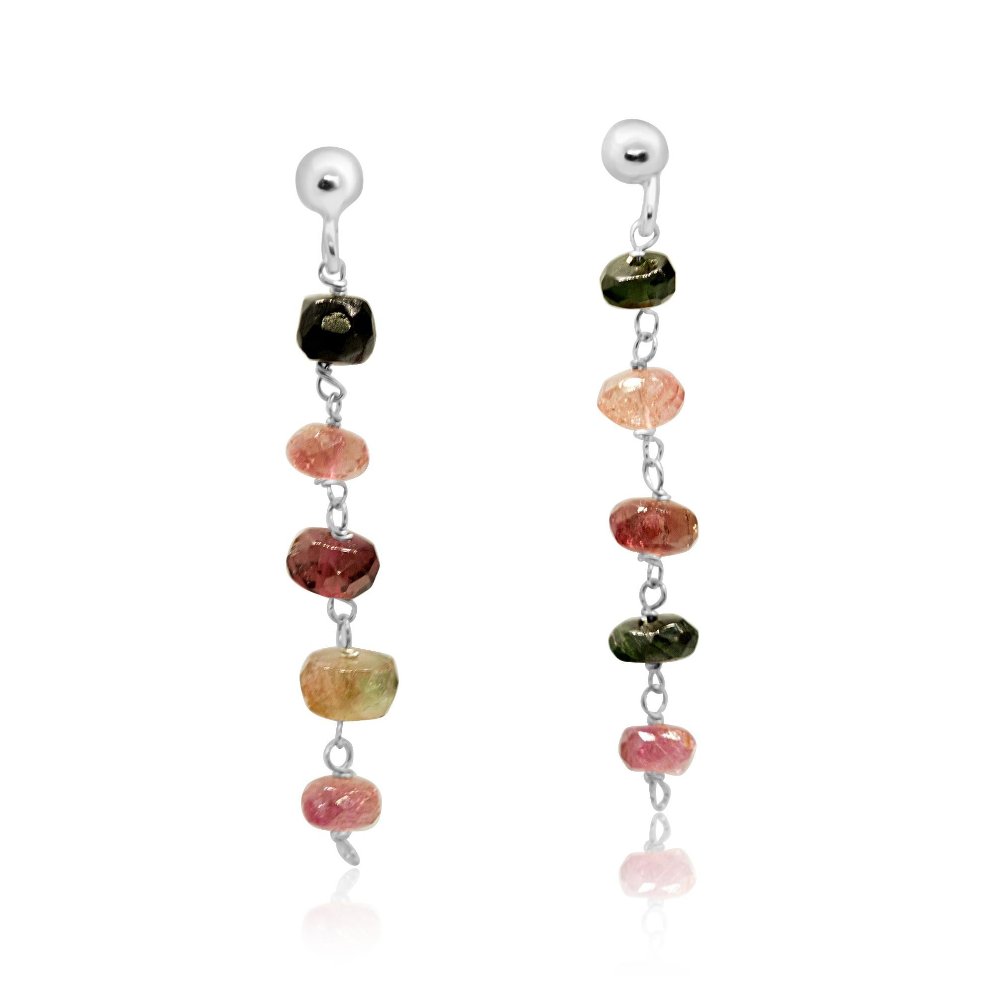 Art Déco Intini Jewels Catena d'argento Tormalina Rondelles Goccia Chic Dangle Italia Orecchini in vendita