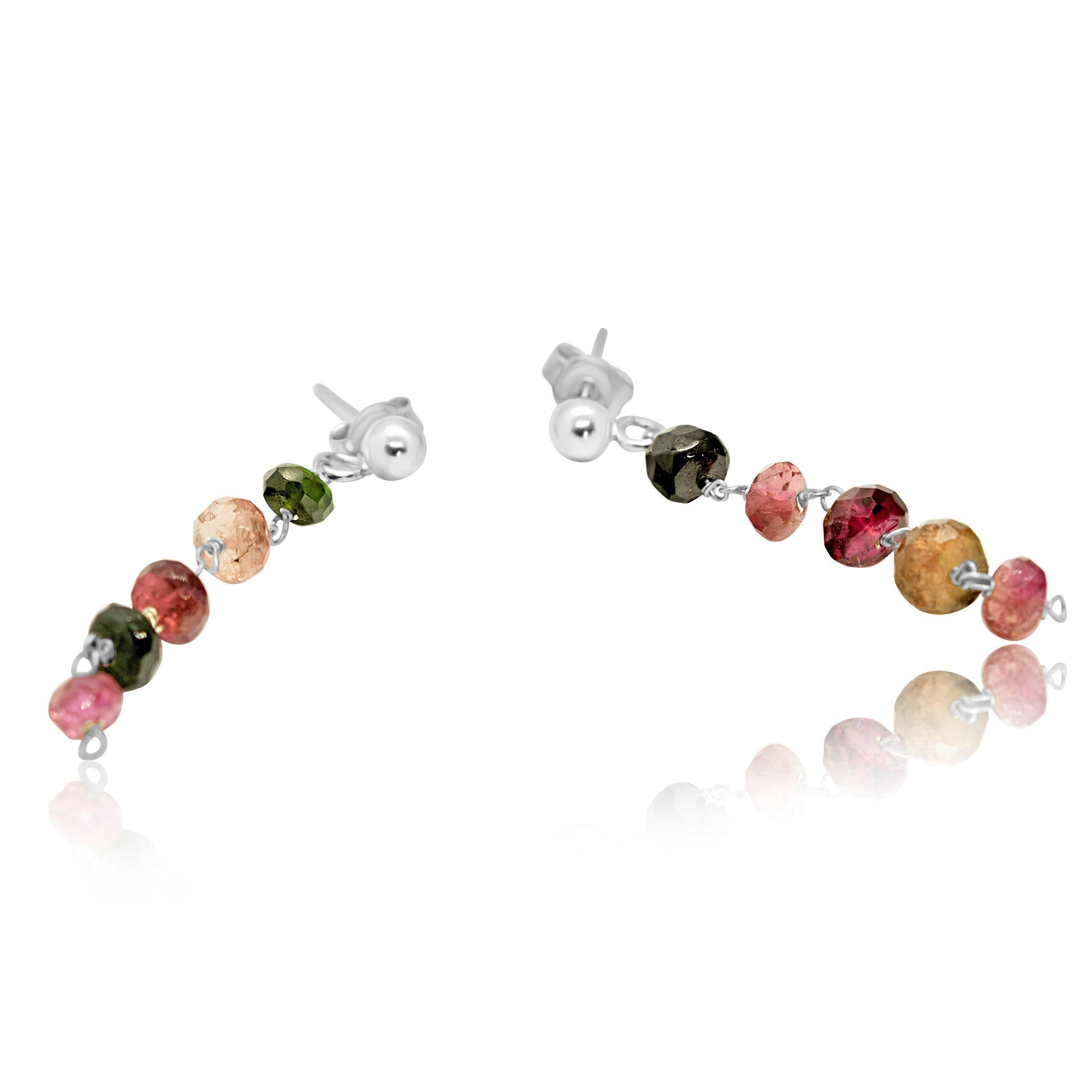 Intini Jewels Catena d'argento Tormalina Rondelles Goccia Chic Dangle Italia Orecchini In condizioni Nuovo in vendita a Milano, IT