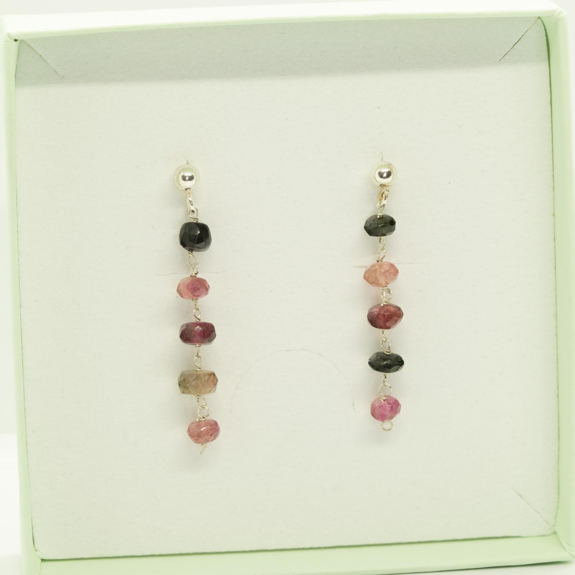 da uomo o donna Intini Jewels Catena d'argento Tormalina Rondelles Goccia Chic Dangle Italia Orecchini in vendita