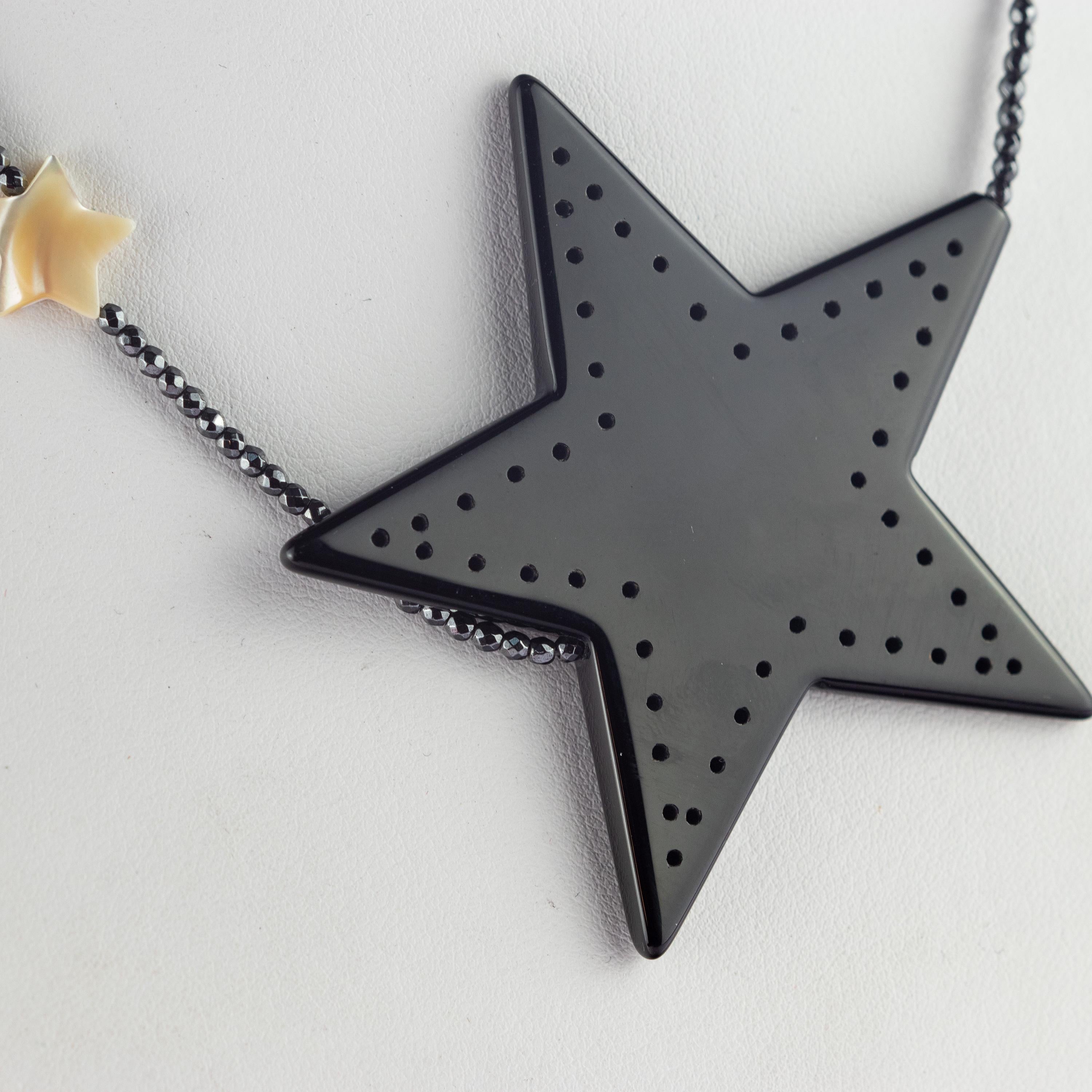 Moderno Intini Jewels Stars Madreperla Agata Ematite Collana a catena in oro 18 carati in vendita