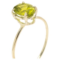 Intini Jewels Sterling Silver 925 Oval Natural Peridot Deco Chic Cocktail Ring