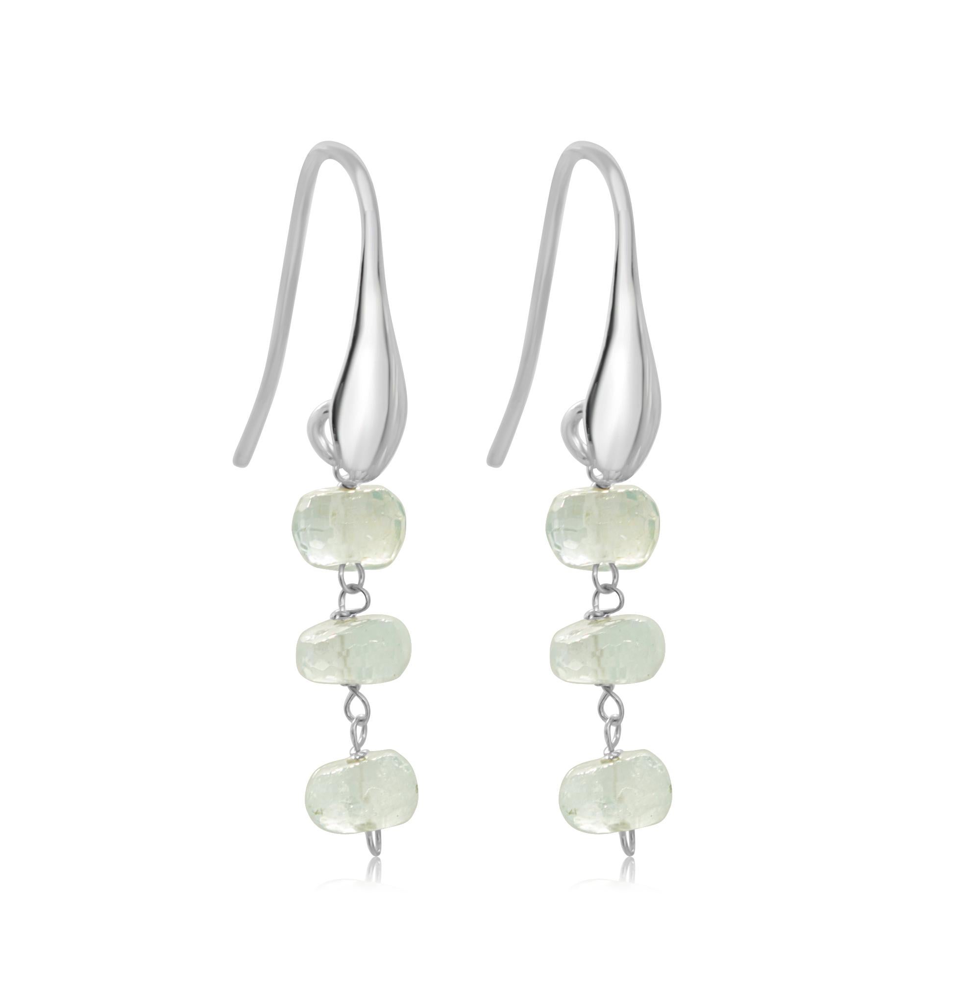 Art Nouveau Intini Jewels Orecchini da cocktail fatti a mano in argento 925 con rondelle di acquamarina in vendita