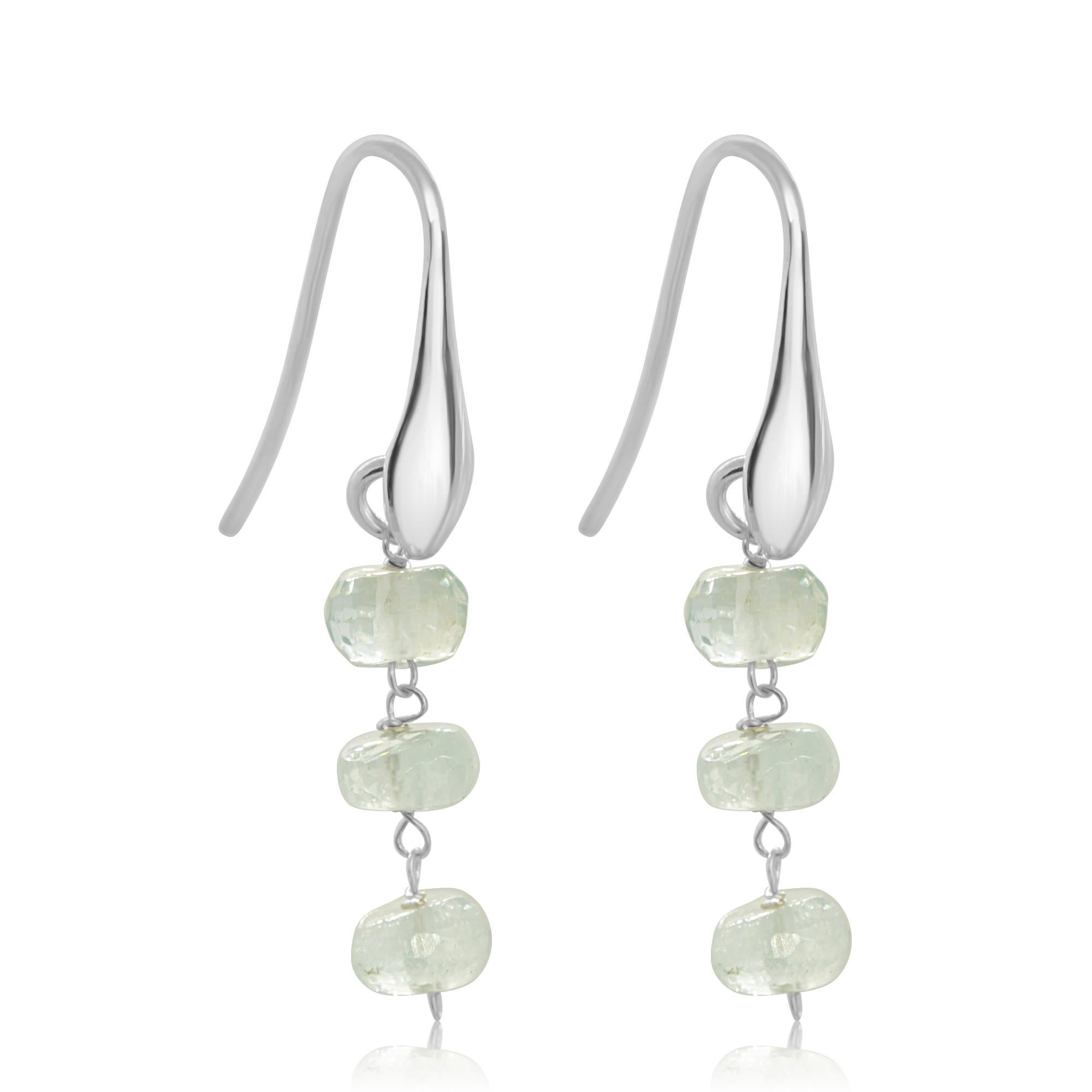 Taglio misto Intini Jewels Orecchini da cocktail fatti a mano in argento 925 con rondelle di acquamarina in vendita