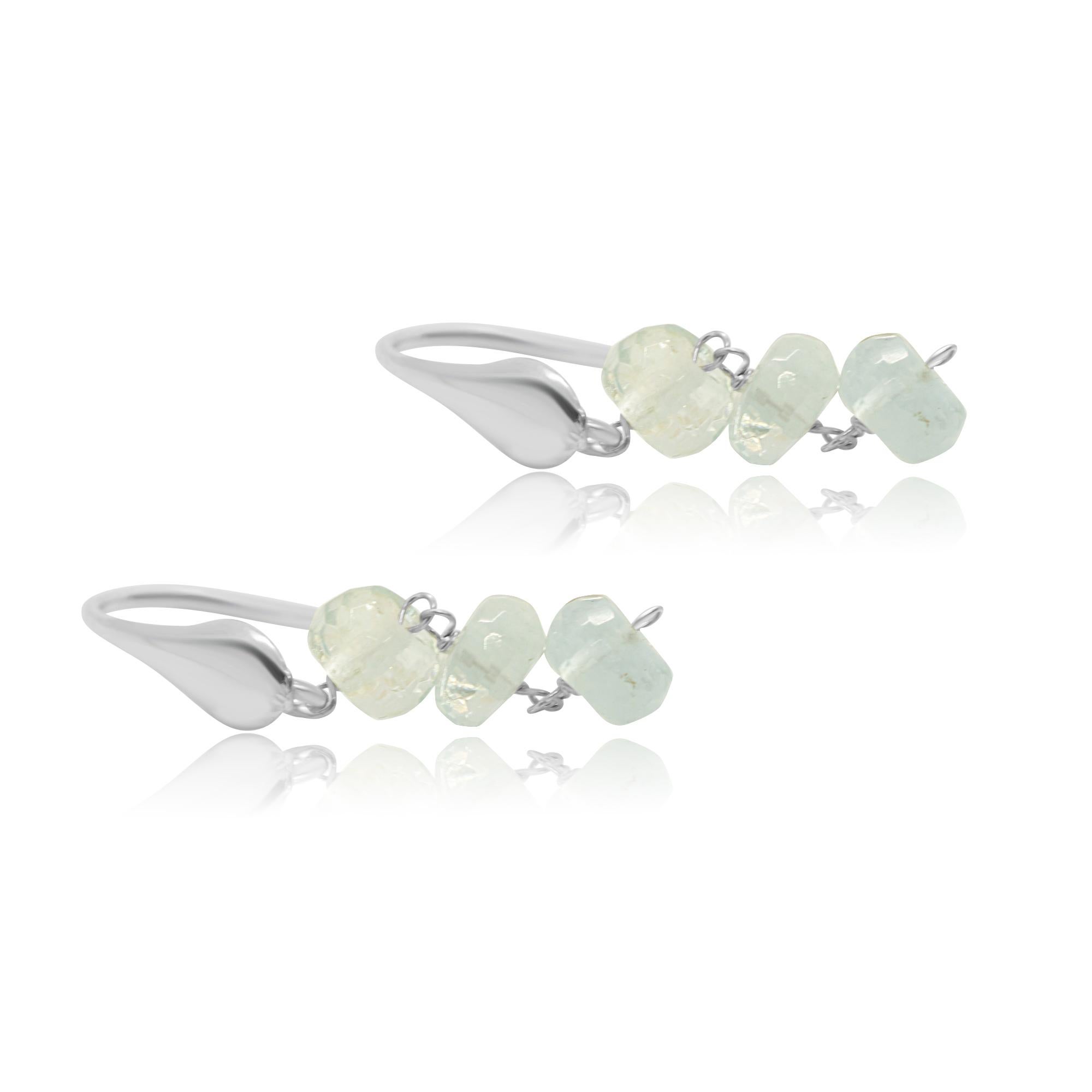 Intini Jewels Orecchini da cocktail fatti a mano in argento 925 con rondelle di acquamarina In condizioni Nuovo in vendita a Milano, IT