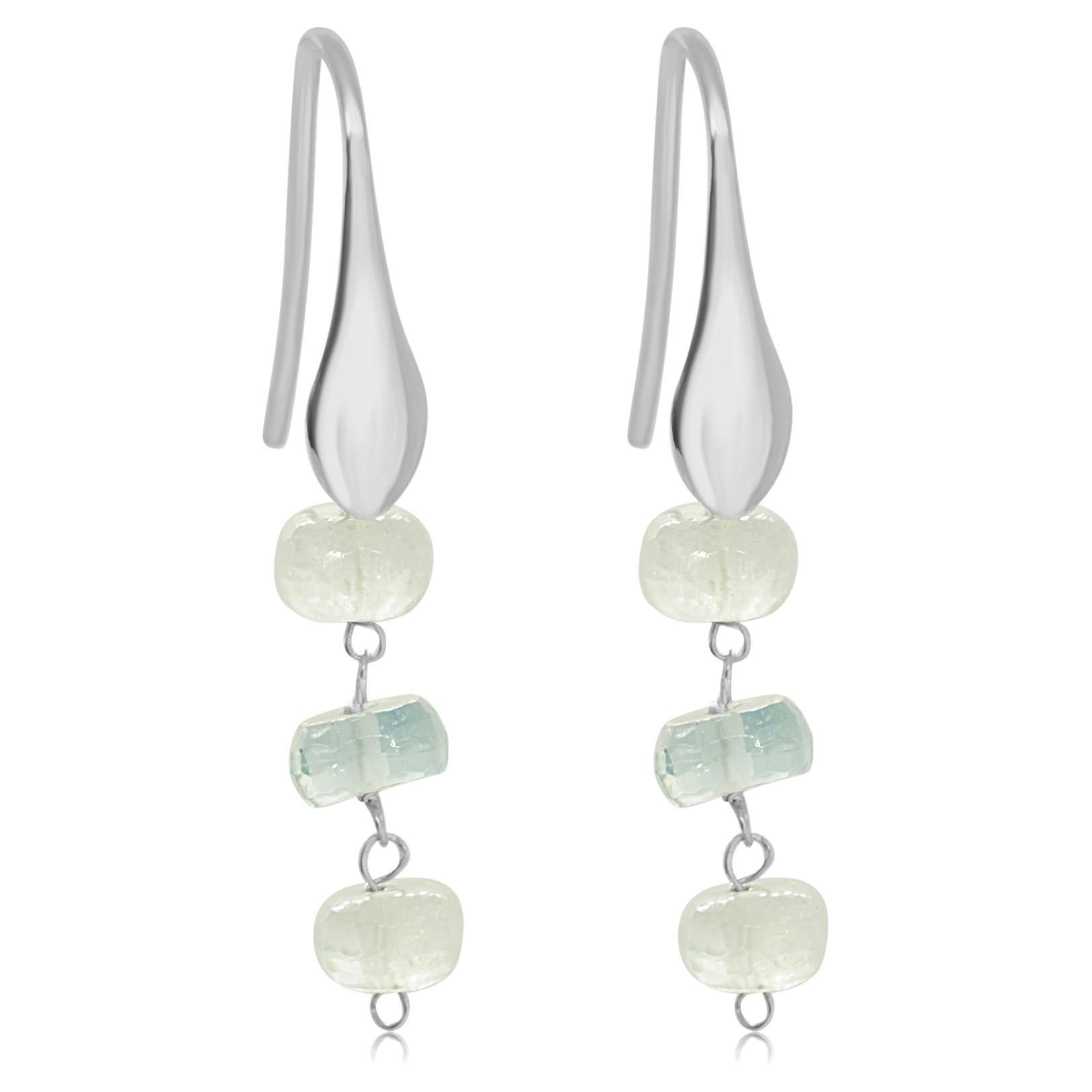 Intini Jewels Orecchini da cocktail fatti a mano in argento 925 con rondelle di acquamarina in vendita