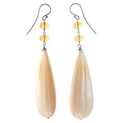 Intini Jewels Sterling Silver Mother of Pearl Citrine Quartz Chic Deco Earrings