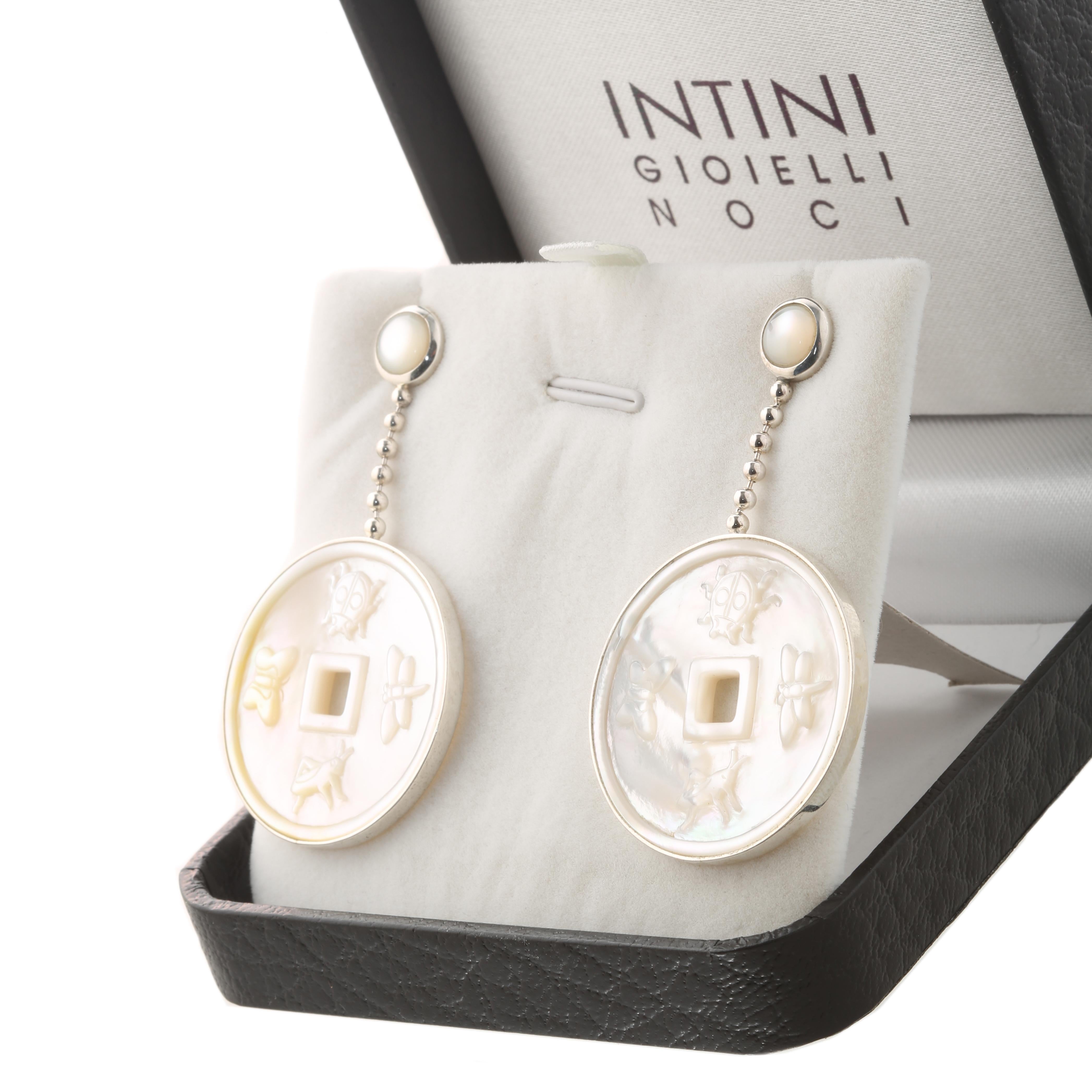 Taglio misto Intini Jewels Orecchini in argento Sterling Madreperla Perle Chic Deco in vendita