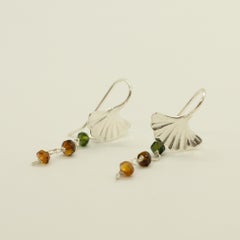 Intini Jewels Sterling Silver Shell Shape Dangle Summer Chic Tourmaline Earrings