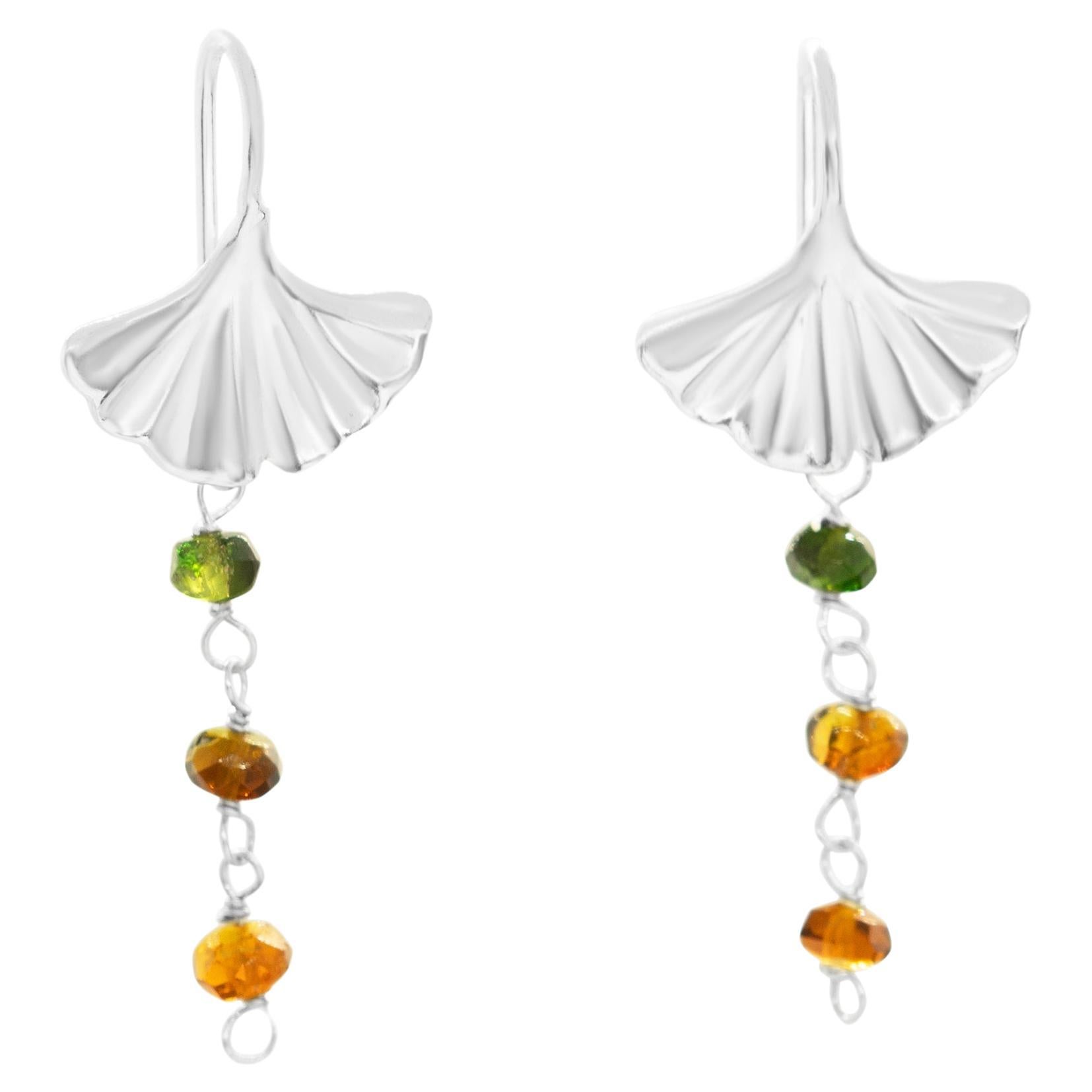 Intini Jewels - Orecchini a forma di conchiglia in argento sterling con tormalina estiva e chic in vendita