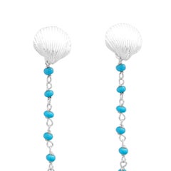 Intini Jewels Sterling Silver Shell Shape Dangle Summer Chic Turquoise Earrings
