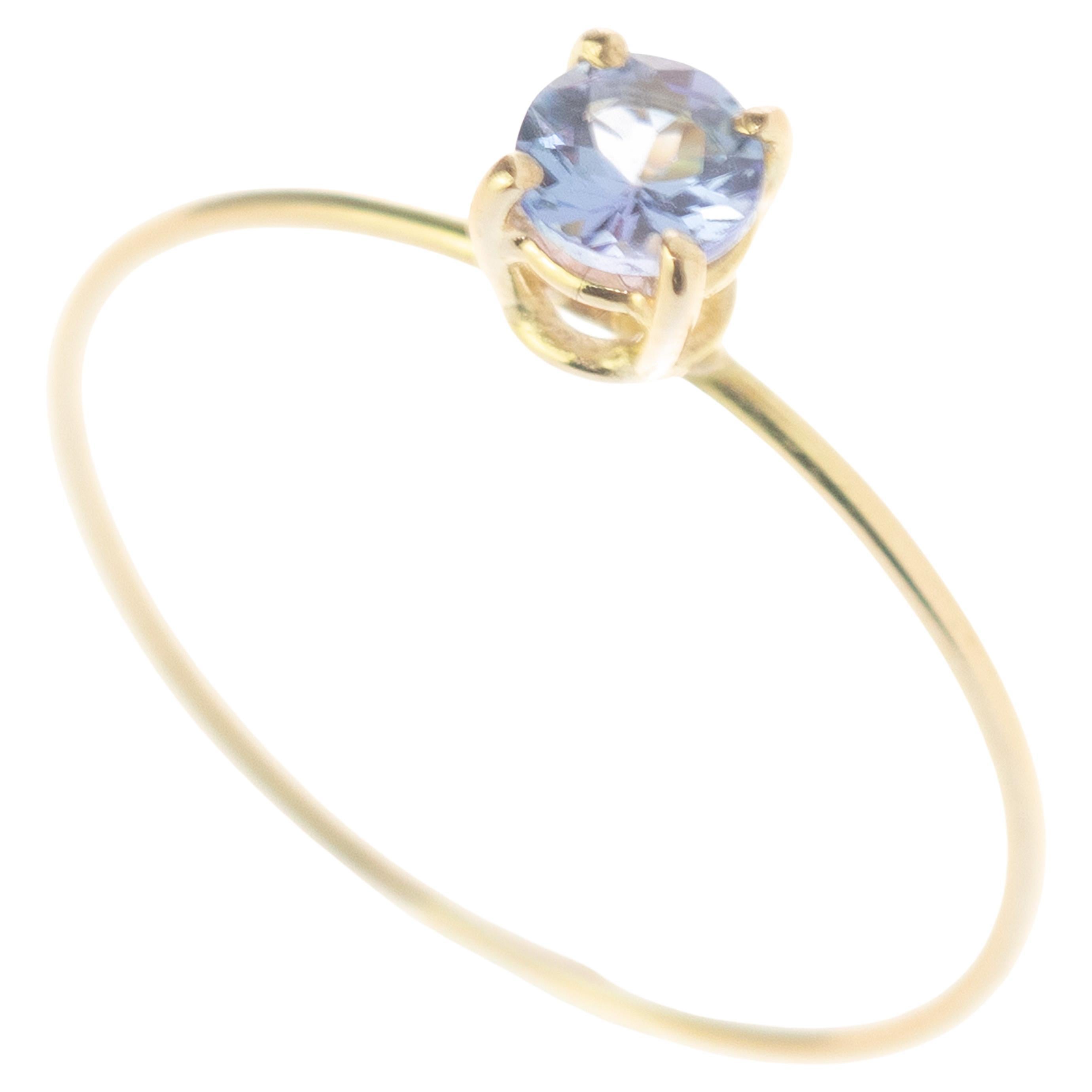 Intini Jewels Tanzanite 18 Karat Gold Band Handmade Delicate Modern Chic Ring For Sale