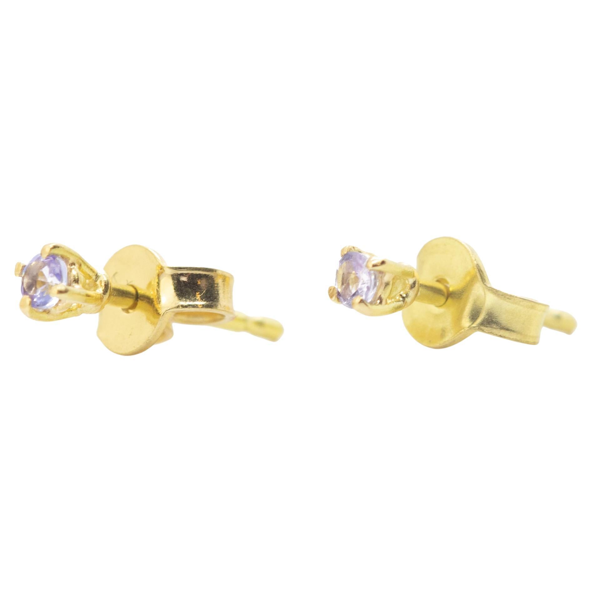 Intini Jewels Orecchini da cocktail fatti a mano con borchia in oro giallo 18 tanzanite