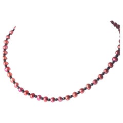 Intini Jewels Tinted Red Pearl Black Agate 18 Karat Gold Cocktail Chic Necklace