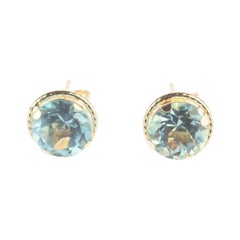 Intini Jewels Topaz 18 Karat White Gold Stud Handmade Summer Chic Glam Earrings