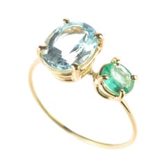 Intini Jewels Topaz Emerald 18 Karat Gold Cocktail Modern Italy Handmade Ring