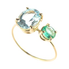 Intini Jewels Topaz Emerald 9 Karat Gold Cocktail Modern Italy Handmade Ring