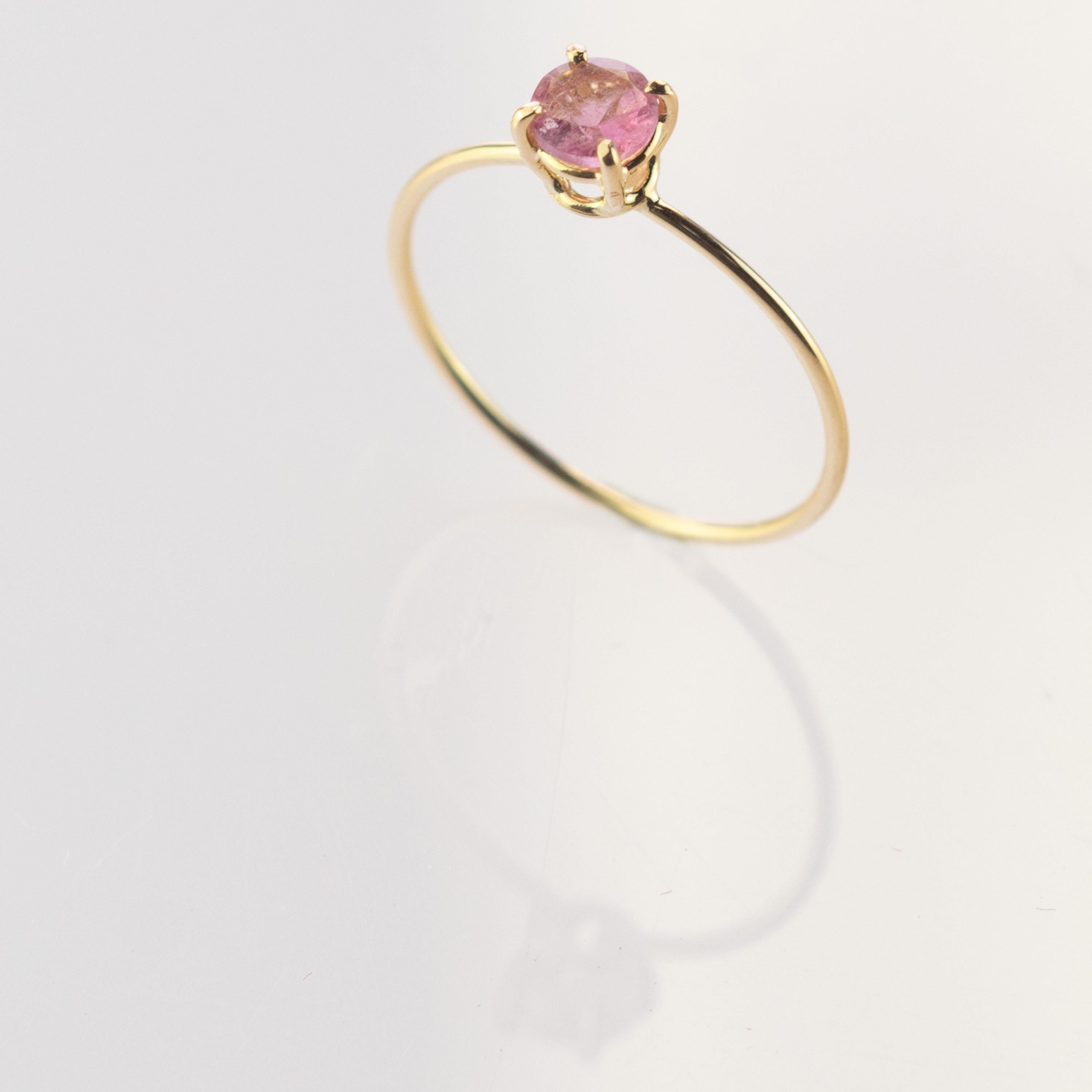 tini Jewels: 18 Karat Gold Handgefertigter, zarter, moderner und schicker italienischer Ring mit Turmalin im Angebot 5