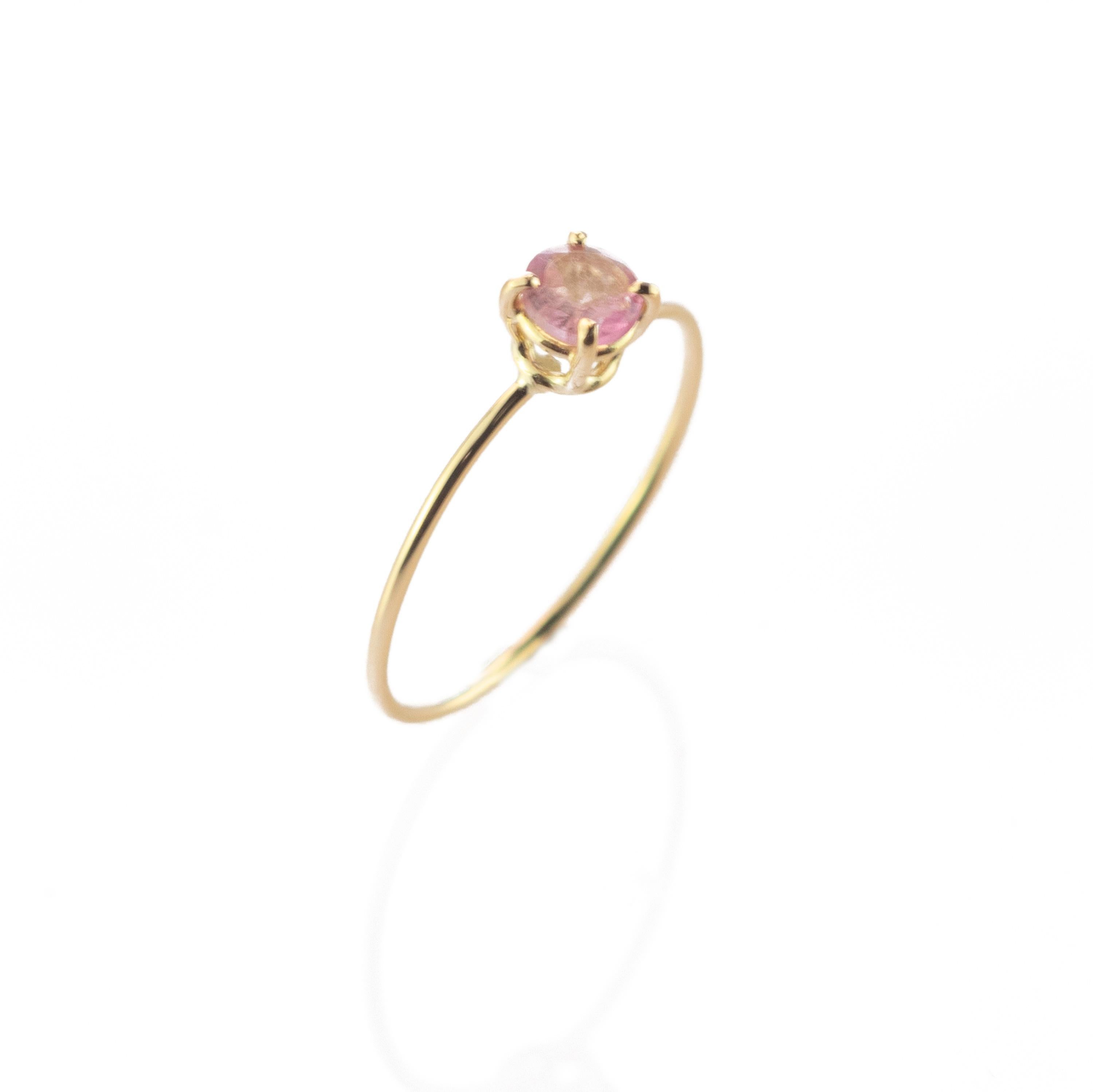tini Jewels: 18 Karat Gold Handgefertigter, zarter, moderner und schicker italienischer Ring mit Turmalin im Angebot 2