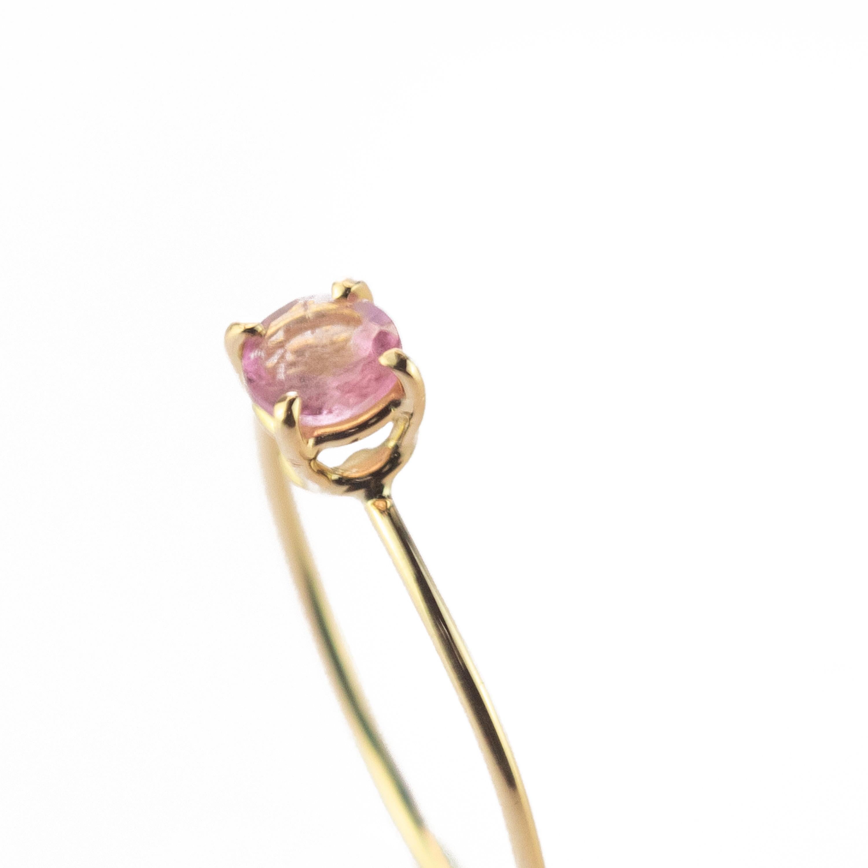 Arts and Crafts Intini Jewels Tourmaline 9 Karat Gold Handmade Delicate Modern Chic Italy Ring For Sale