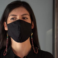 Intini Jewels Tourmaline Beaded String Handmade Face Mask Holder Necklace