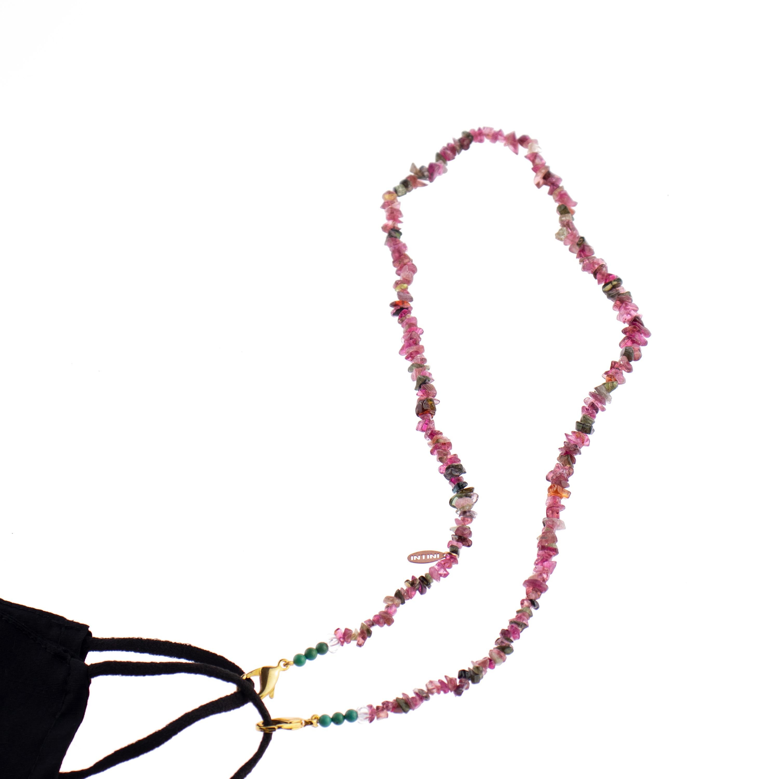 Intini Jewels Tourmaline Beaded String Handmade Face Mask Holder Necklace In New Condition For Sale In Milano, IT