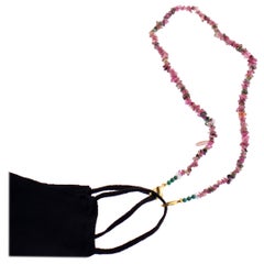 Intini Jewels Tourmaline Beaded String Handmade Face Mask Holder Necklace