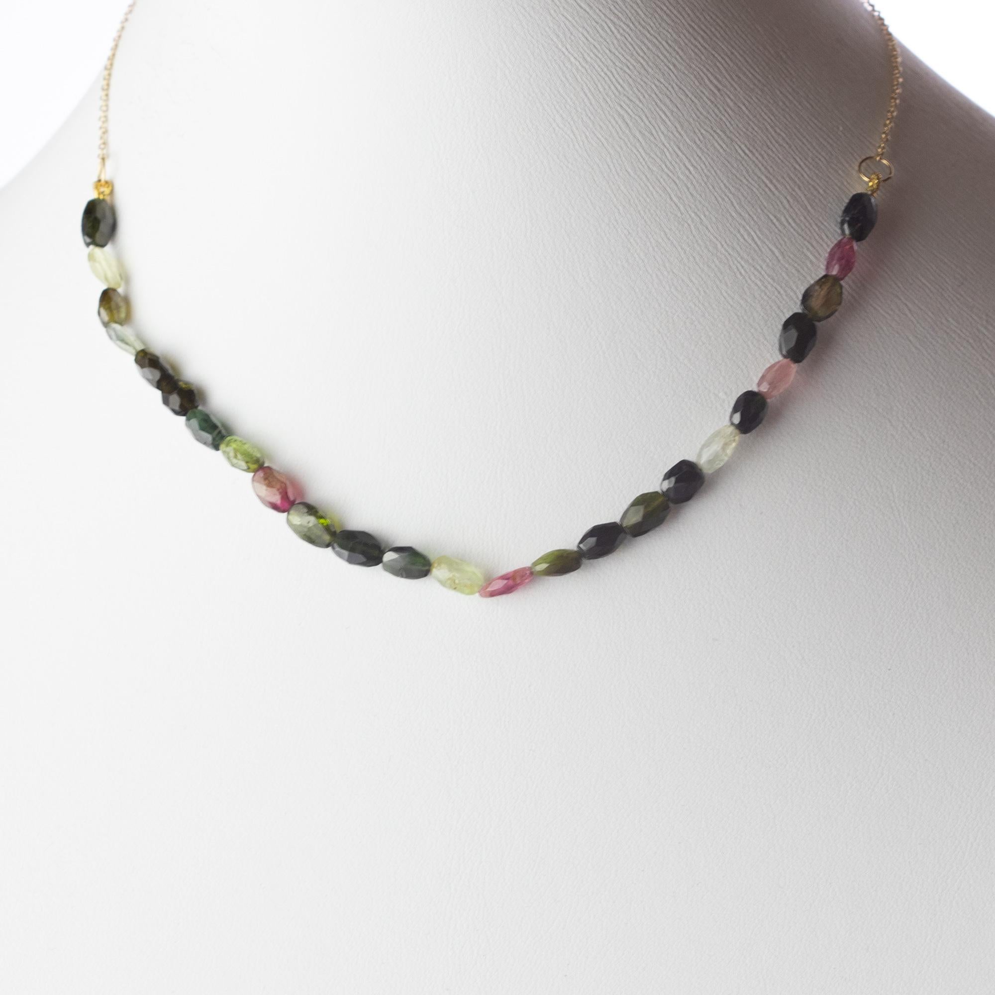 Moderne Intini Jewels Collier déco coloré en or jaune 18 carats avec chaîne et tourmaline ovale en vente