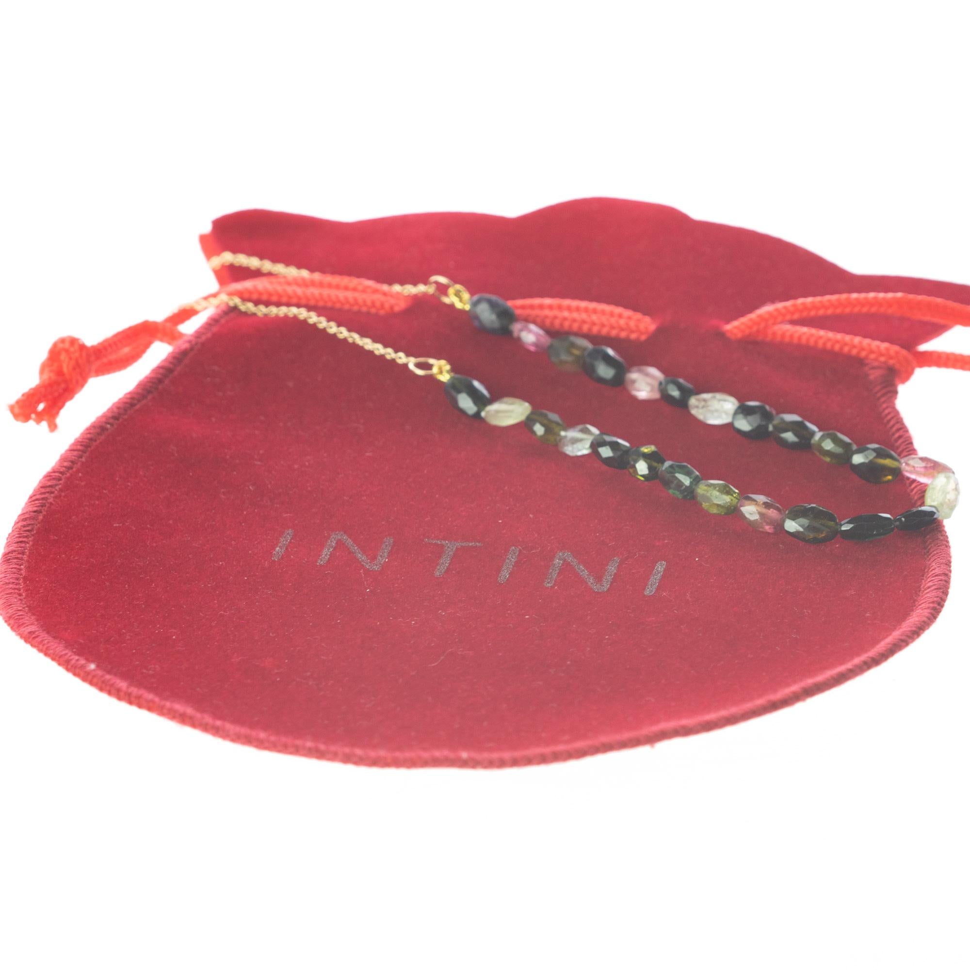 Intini Jewels Collier déco coloré en or jaune 18 carats avec chaîne et tourmaline ovale en vente 4