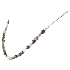 Intini Jewels Tourmaline Oval 18 Karat Yellow Gold Chain Colorful Deco Necklace