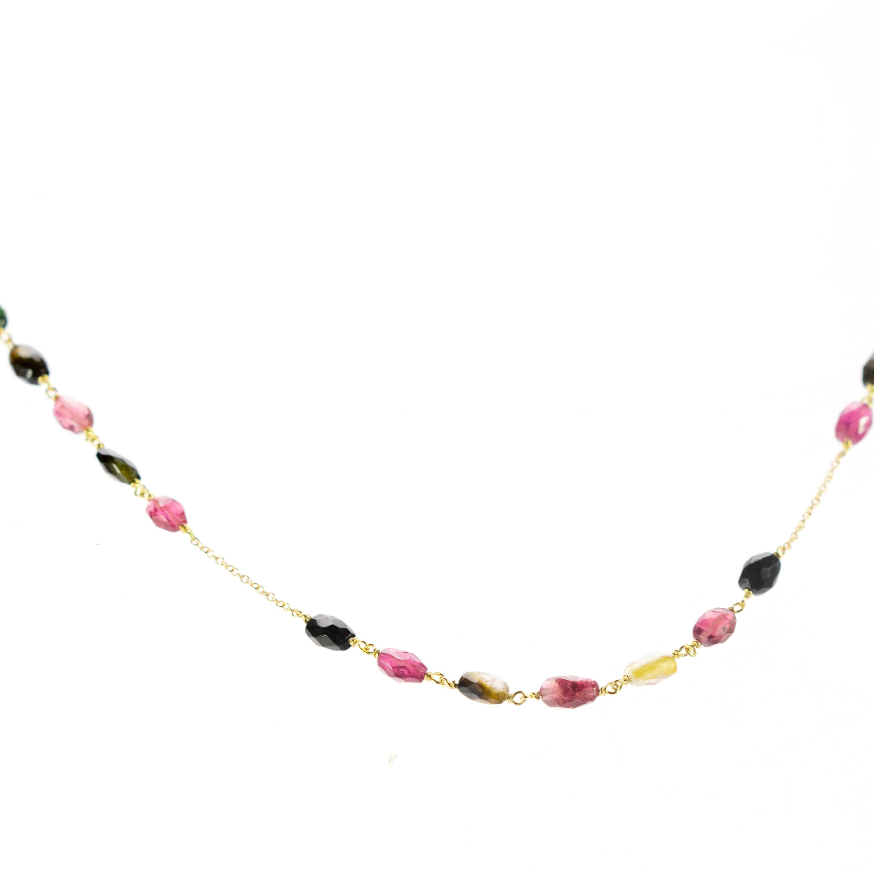 Intini Jewels Collier coloré à chaîne en or jaune 18 carats avec tourmaline ovale en vente 1